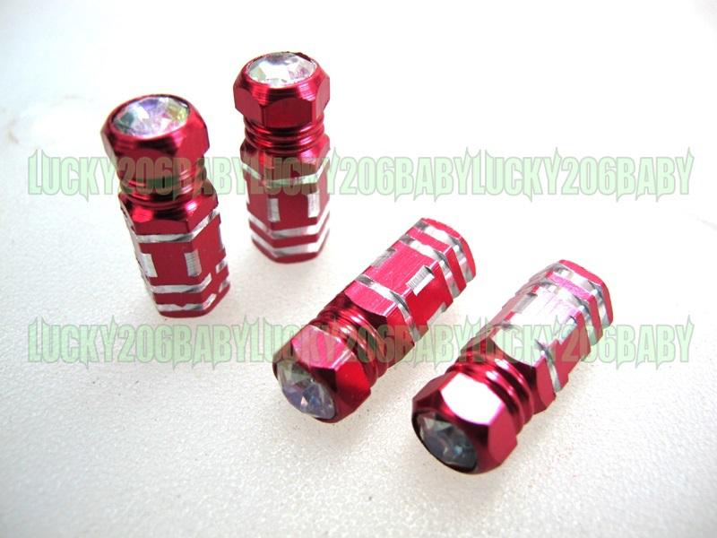 Tyre valve dust cap bults for car motor  4pcs red silver