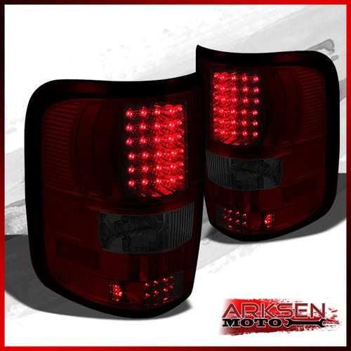 04-08 ford f150 pickup truck styleside red smoked led rear tail brake lights set