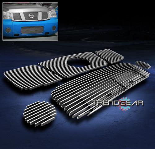 04-07 nissan titan/05-07 armada truck front upper+bumper+fog billet grille combo