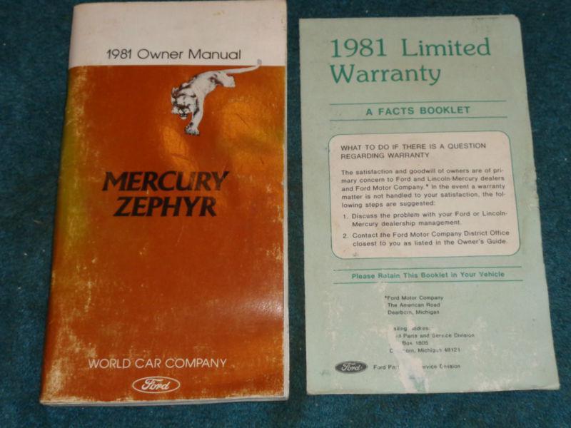 1981 mercury zephyr owner's manual / owner's guide / book /  original!!!