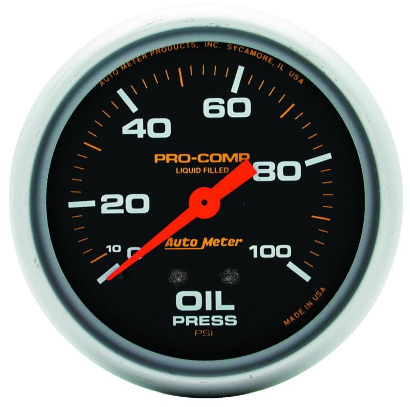 Auto meter 5421 pro-comp; liquid-filled mechanical oil pressure gauge