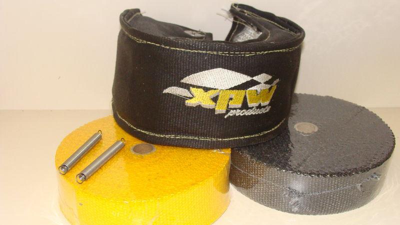 T4 black xpw turbo charger blanket w/100' header wrap & 18 steel ties v8/v6/4 cy