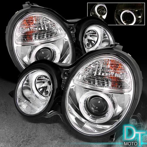 00-02 mercedes w210 e-class dual halo projector headlights lights left+right