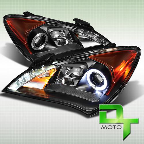 Black fit 10-12 genesis halo projector headlights w/daytime led running lights