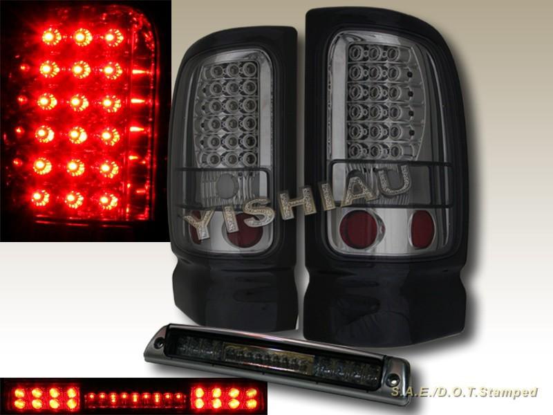 Dodge ram 1994-2001 l.e.d tail lights smoke + l.e.d. 3rd brake light smoke