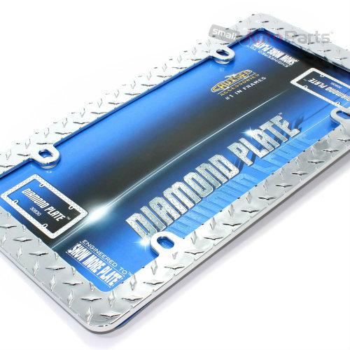 Diamond metal plate chrome license plate tag frame for auto-car-truck-suv