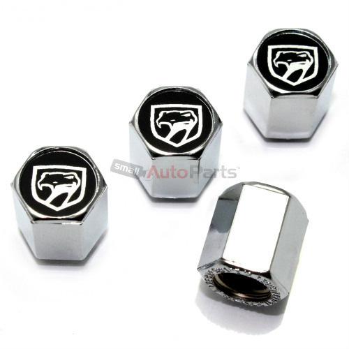 (4) dodge viper old black logo chrome abs tire/wheel stem air valve caps covers