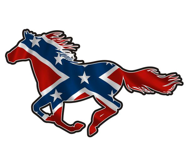 Rebel horse decal 5"x3" confederate flag pony mustang car vinyl sticker (lh) zu1