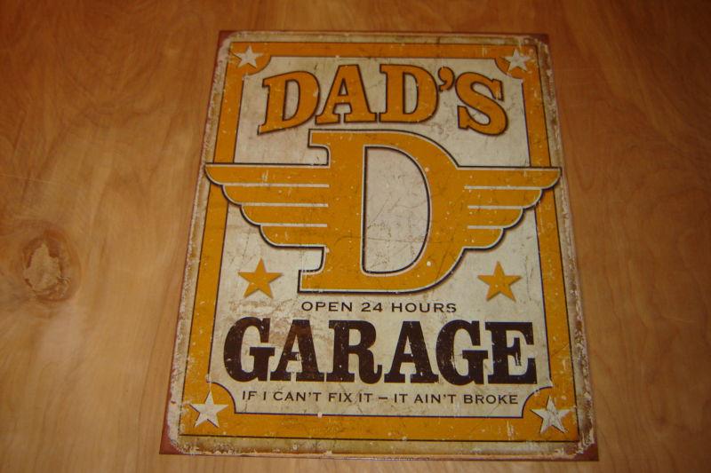 Vintage style sign dad's garage man cave mustang hot rat rod nascar