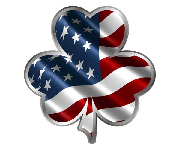 American irish shamrock decal 5"x4.5" usa flag lucky vinyl sticker zu1