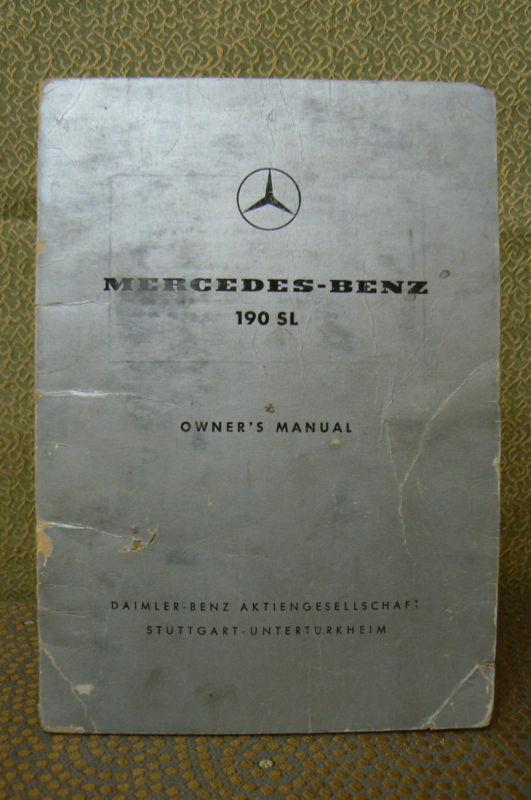 Mercedes benz 190 sl owner's manual with fold out diagram edition f