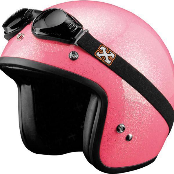 Sparx pearl open-face motorcycle helmet hot pink sparkle lg/large