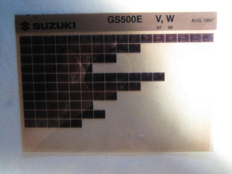 1997-1998 suzuki motorcycle gs500e v w microfiche parts catalog gs 500e  