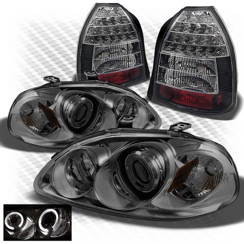 96-98 civic 3dr smoked pro headlights + black philips-led perform tail lights