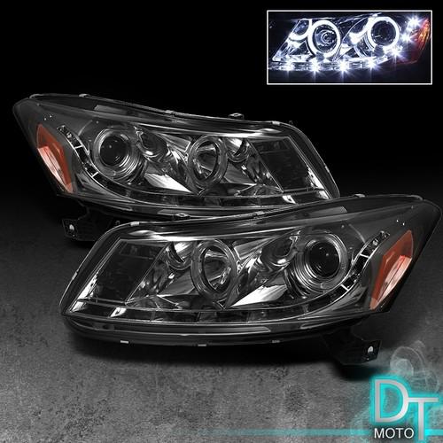 Smoked 08-12 accord 4dr halo projector headlights w/daytime led running lights