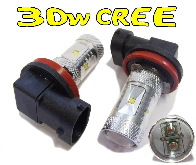 30w h11 /  h8 cree  xenon white led fog light bulbs pair spot drl renault