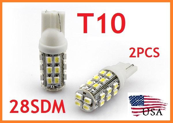 2 x t10 white 1210 smd 28 led 168 194 w5w wedge light bulb lamp dc 12v for car