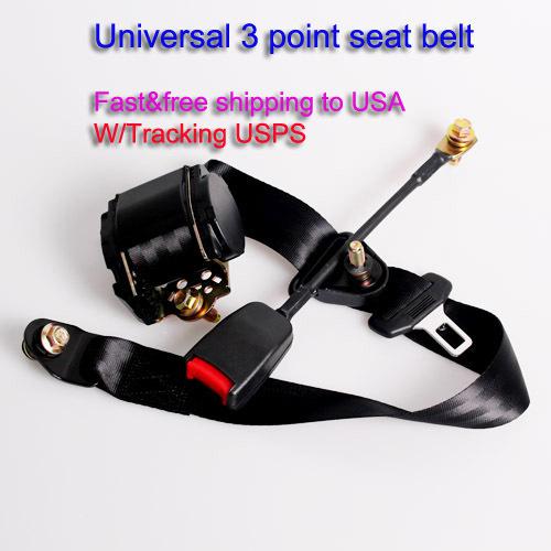 Nwt black adjustable 3 point car seat lap belt universal fits most cars belt us