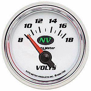Auto meter 7392 nv 2-1/16in 8-18v short sweep electric voltmeter