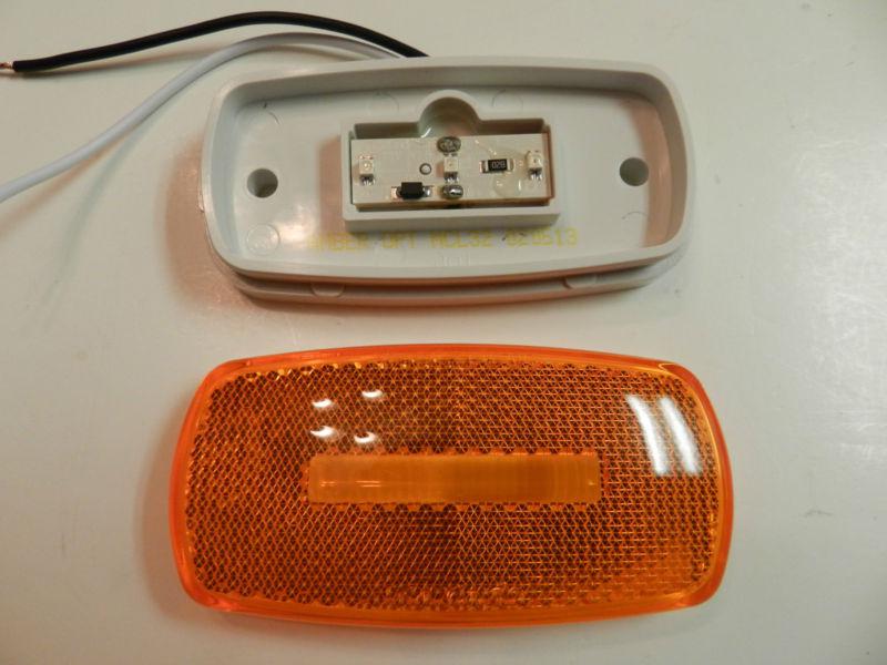 (1) amber camper trailer rv light 3 led 2 x 4 surface mount clearance marker 