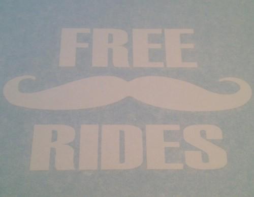 Free mustache rides vinyl window decal car truck sticker 5x6 a