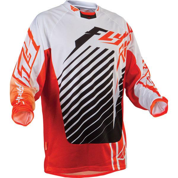 Fly racing kinetic rs motocross jersey orange/white adult sz large 366-228l