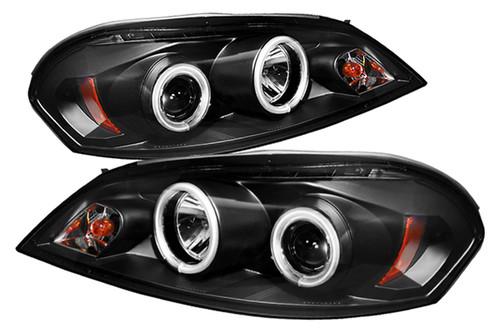 Spyder chip06 black clear ccfl halo projector headlights head light w leds