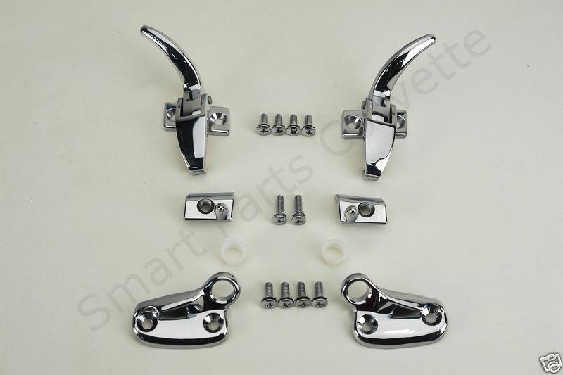 1963-1967 corvette softtop header latch, striker, & guide pin kit - new!