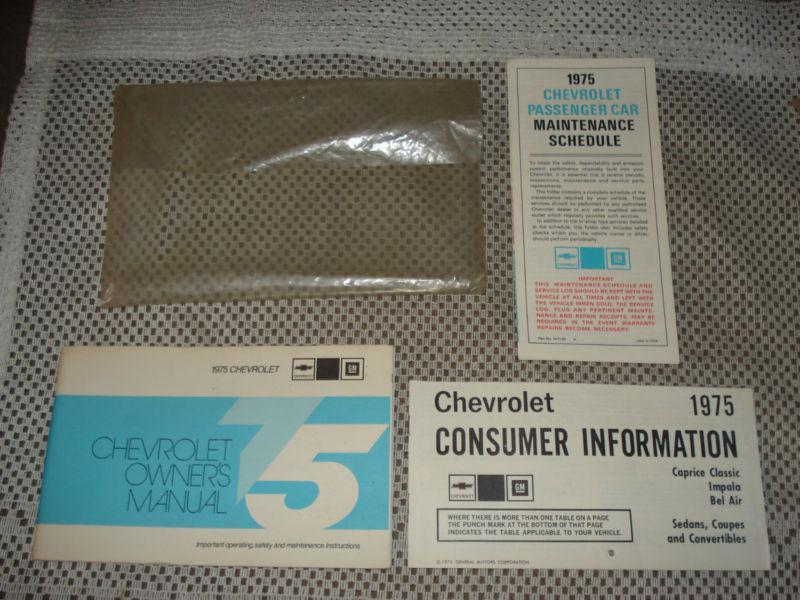 1975 chevy owners manual set original rare glove box books