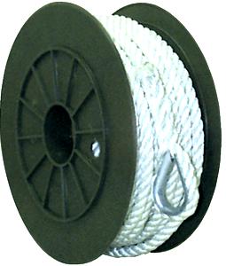 3/8" x 50ft twisted nylon achor line for boats shackle ready