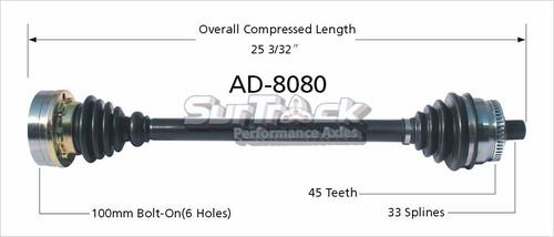 Surtrack perf axles ad-8080 cv half-shaft assembly-new cv axle shaft