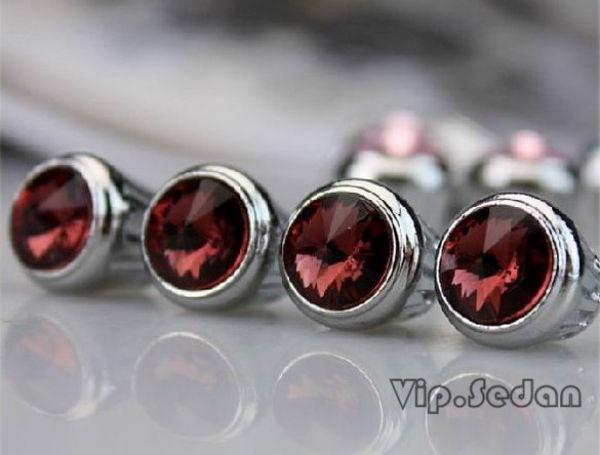 A set dad luxury zinc alloy dark red crystal auto vip tires valve stems air caps