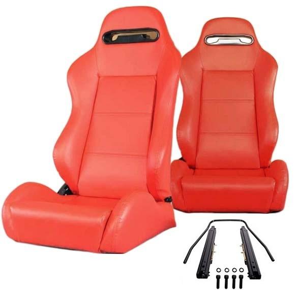 2 red leather racing seats reclinable + sliders volkswagen new **