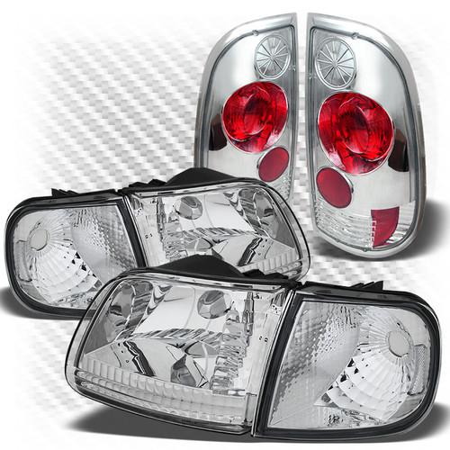 97-03 f150, 97-99 f250ld headlights + corner (clear refl.) + altezza tail lights