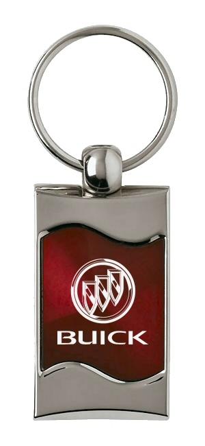 Buick burgundy rectangular wave metal key chain ring tag key fob logo lanyard