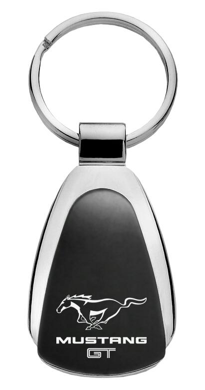 Ford mustang black tear drop metal key chain ring tag key fob logo lanyard