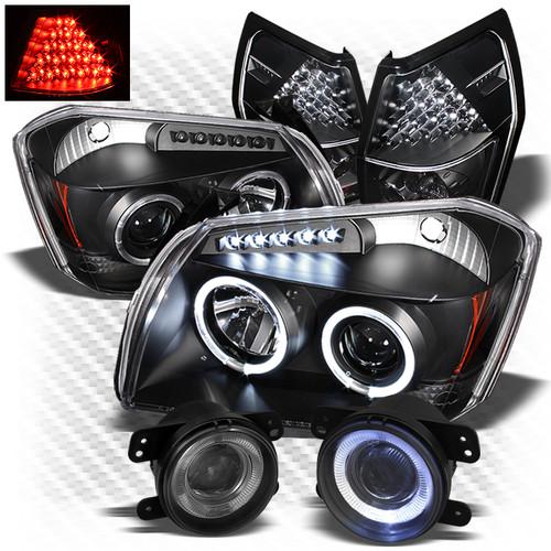 05-07 magnum black pro headlights + led tail lights + halo projector fog lights