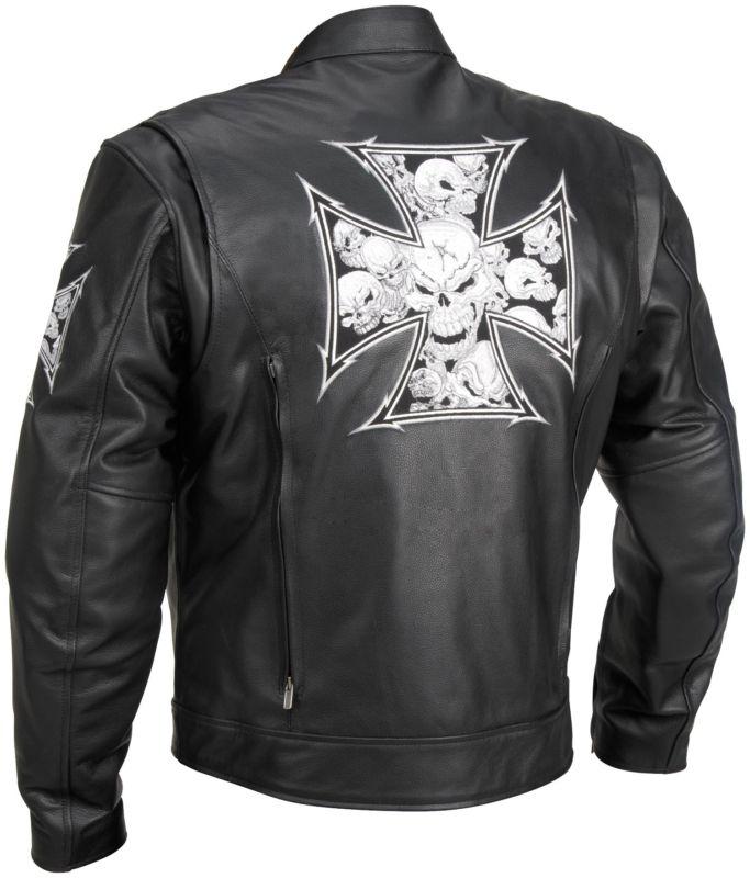 River road iron cross skull motorcycle jacket black size 40