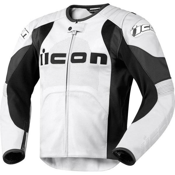 White m icon overload prime leather jacket