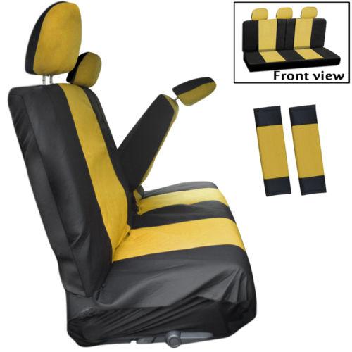 8pc yellow low back rear bench suv seat cover plus + head rests