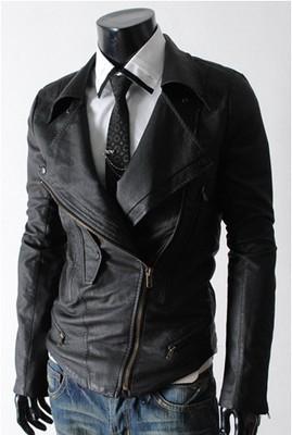 Latest zipper pocket bomber_jacket fashion motorcycle_biker leather jacket men