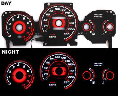 96-00 ek honda civic ex si gli glow gauge type-r red reverse mt kmh black