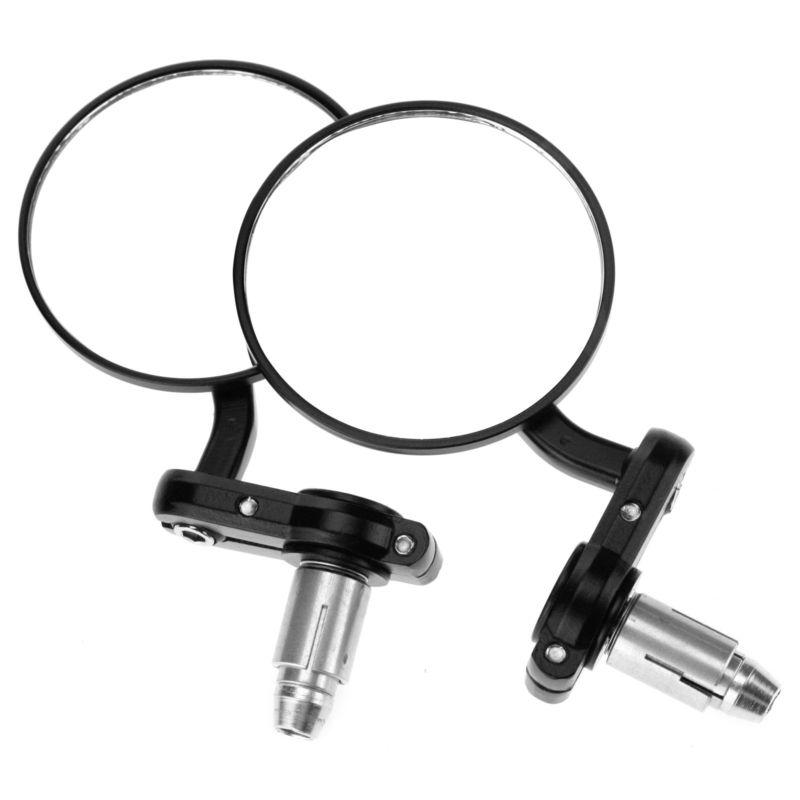 Universal motorcycle bar end mirrors black bike motorbike rearview 7/8 pair set