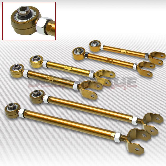 Steel rear upper camber+traction rod+lower control arm kit 02-08 350z g35 gold