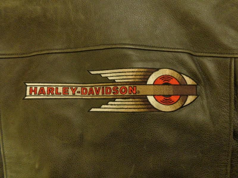 Oem harley davidson distressed flying wheel large l leather jacket wla vl 45 ul