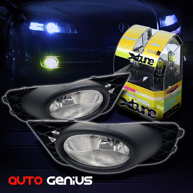 09-11 civic 4dr clear driving fog lights + stylish jdm yellow light bulbs combo