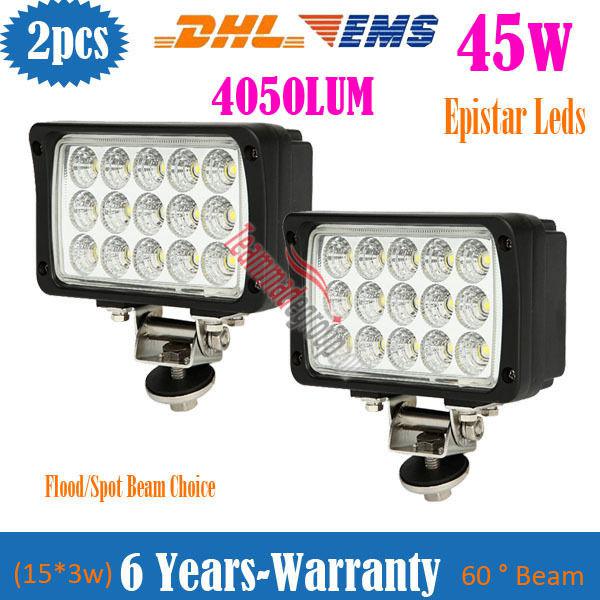 2x 45w 4050lum epistar led work light jeep suv mine offroad boat 4x4 4wd jeep