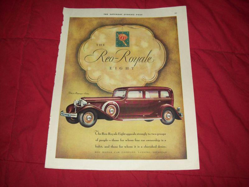 1931 reo car ad- royal eight- red