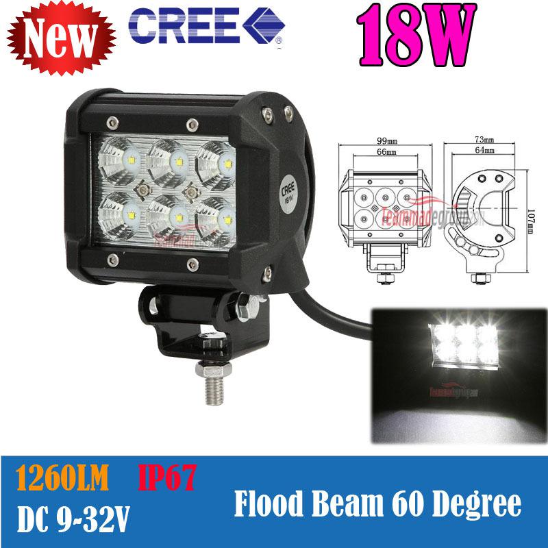 4" 18w 1260lm cree dual led alloy work light bar offroad atv boat 4x4 lamp flood