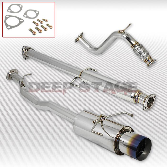 Stainless catback exhaust 4.5"burnt tip muffler 94-97 honda accord h22/f22 4cyl 